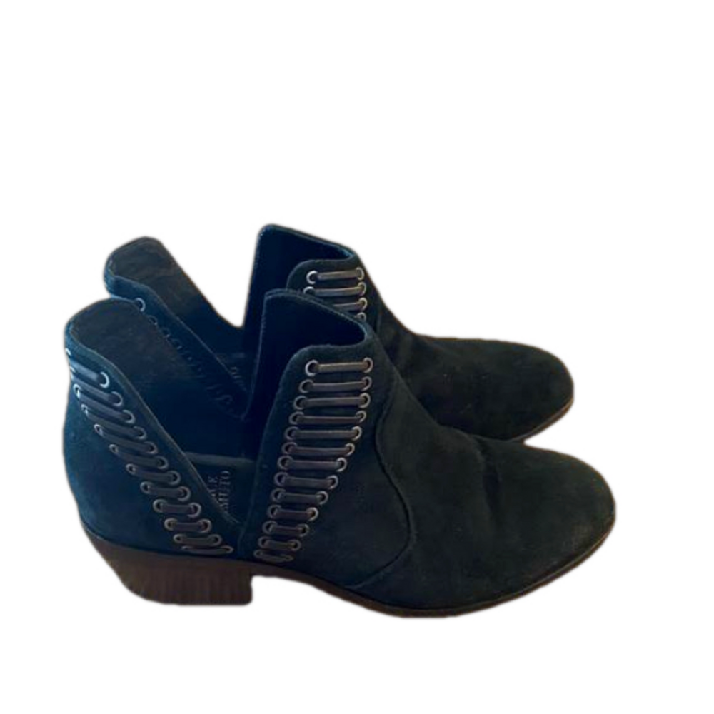 Black Vince Camuto Pevista leather Booties 7 Women's western vibe cowboy